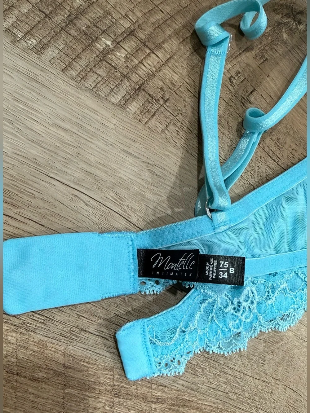 Montelle Intimates Blue Lace Underwire Bra-34B